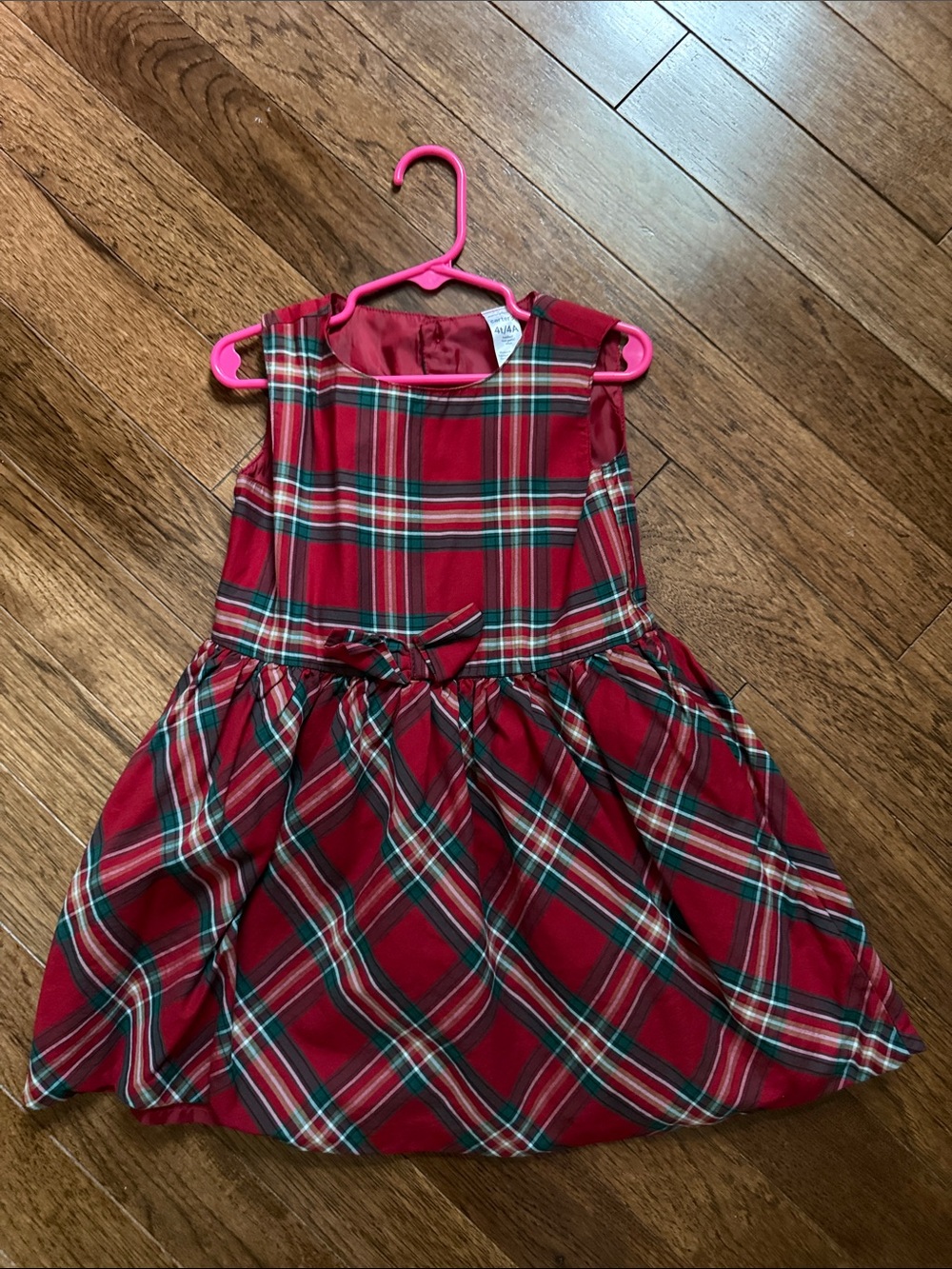 Carter's Red and Green Plaid Holiday Dress with Waist Bow